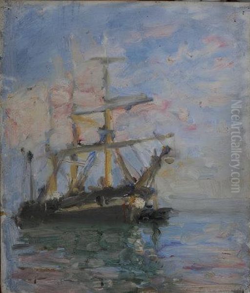 Tuke's French Brigantine, The Julie Of Nantes. Oil Painting by Henry Scott Tuke