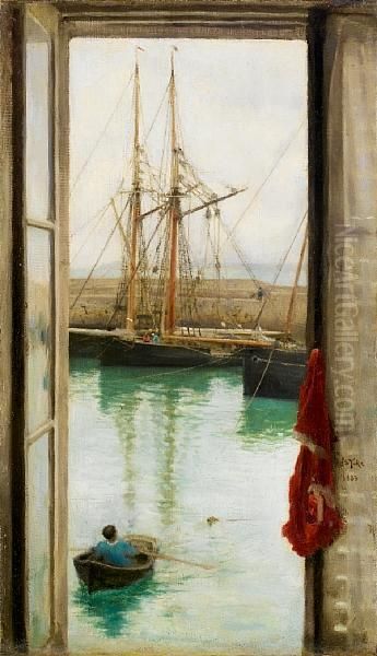 Harbour Dielette, Normandy Oil Painting by Henry Scott Tuke