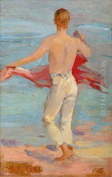 Sketch From Gleaming Waters Oil Painting by Henry Scott Tuke