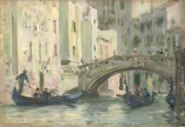 A Canal In Venice Oil Painting by Henry Scott Tuke