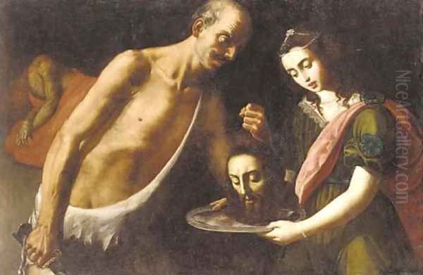 Salome with the head of Saint John the Baptist Oil Painting by Massimo Stanzione