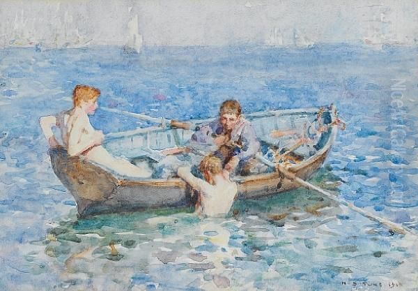 August Blue Oil Painting by Henry Scott Tuke