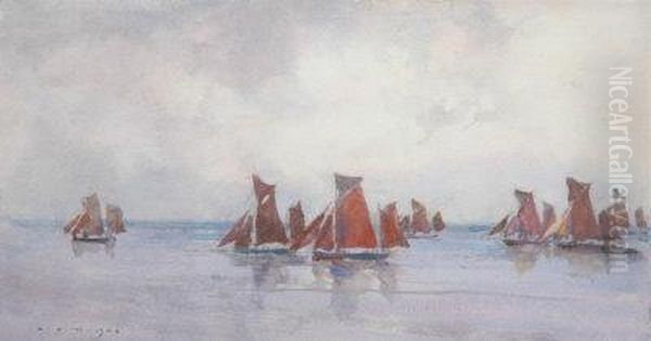 The Falmouth Oyster Fleet. Oil Painting by Henry Scott Tuke