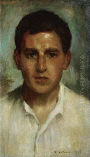 Portrait Of A Young Man Oil Painting by Henry Scott Tuke