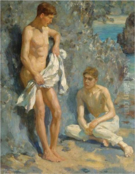 After The Bathe Oil Painting by Henry Scott Tuke