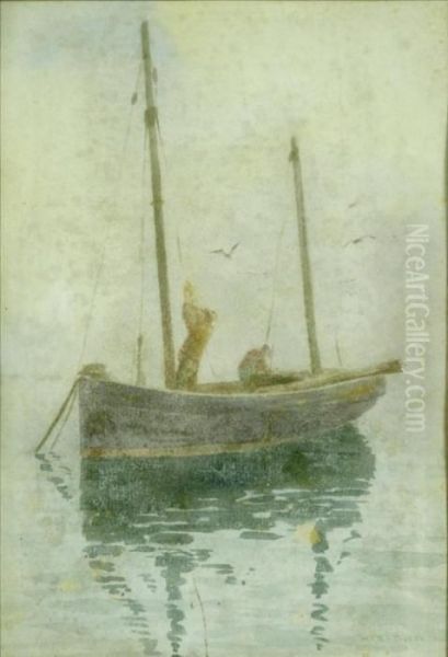 Fishermen Preparing Their Boat Oil Painting by Henry Scott Tuke