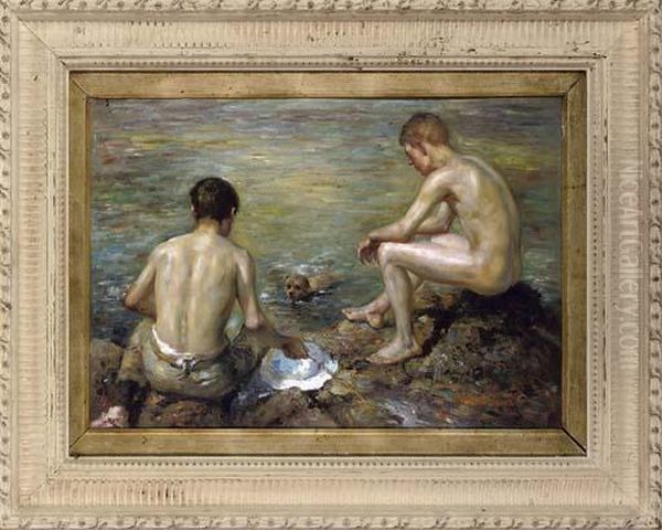 Three Companions Oil Painting by Henry Scott Tuke