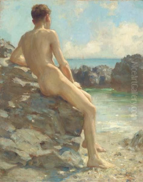 The Bather Oil Painting by Henry Scott Tuke