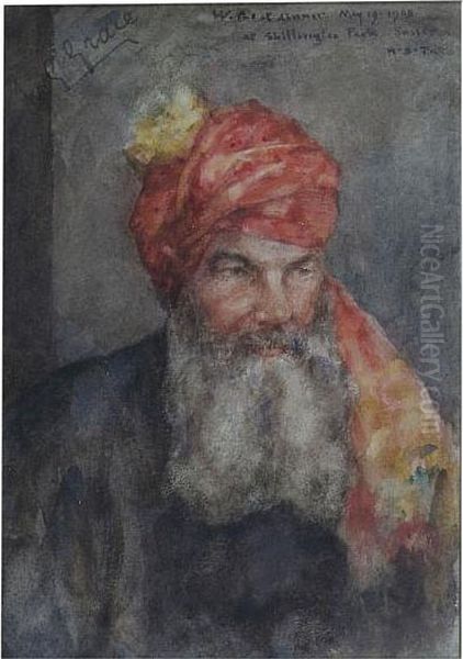 Portrait Of W. G. Grace Wearing 
Ranji's Turban Together With A Photograph Of W.g. Grace And Ranji And 
The Original Christie's Sale Catalogue Oil Painting by Henry Scott Tuke