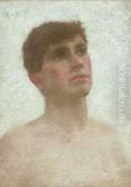 Portrait Of A Boy, Shoulder-length Oil Painting by Henry Scott Tuke