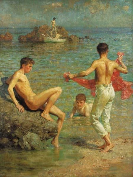 Gleaming Waters Oil Painting by Henry Scott Tuke