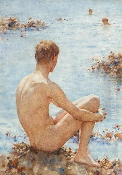 A Holiday Oil Painting by Henry Scott Tuke