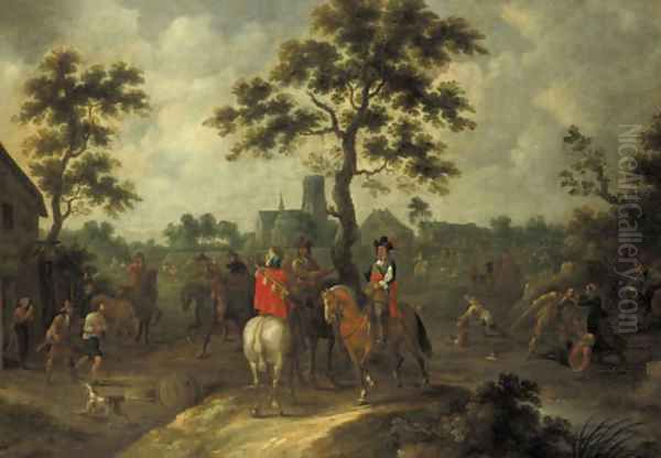 An ambush in a village Oil Painting by Pieter Snayers