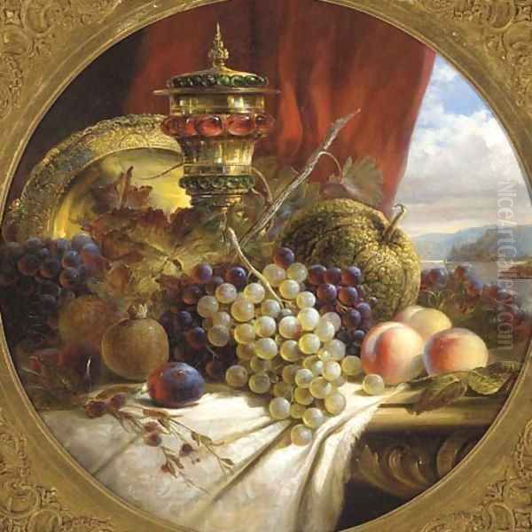 Grapes, peaches, pomegranates Oil Painting by W.E.D. Stuart