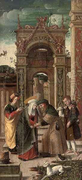 Joachim and Anne meeting at the Golden Gate Oil Painting by Antwerp School