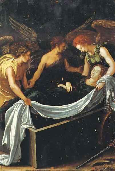 The Entombment of Saint Catherine Oil Painting by Antwerp School