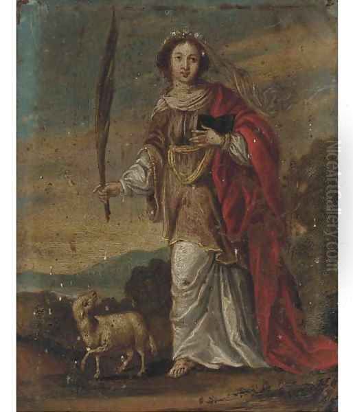 Saint Agnes Oil Painting by Antwerp School