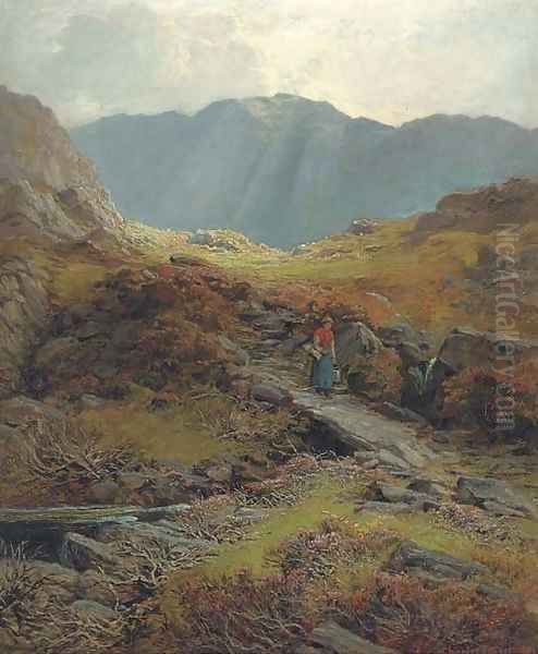 Crossing the burn Oil Painting by Charles Stuart