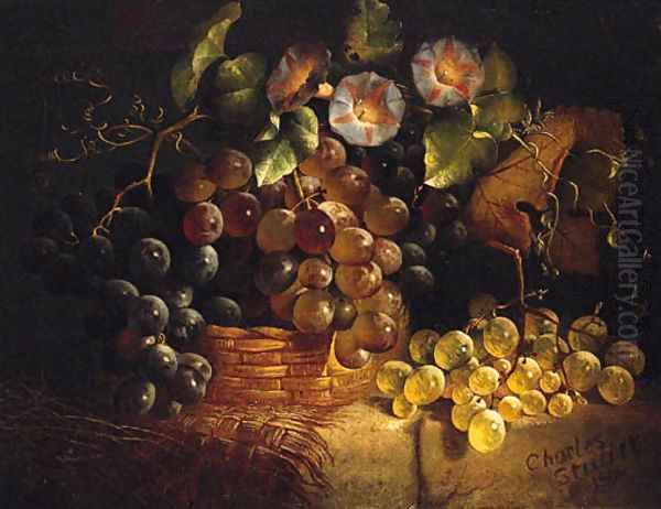 Grapes in a Basket Oil Painting by Charles Stuart