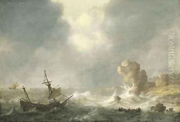 A stormy seascape Oil Painting by Hendrick Staets