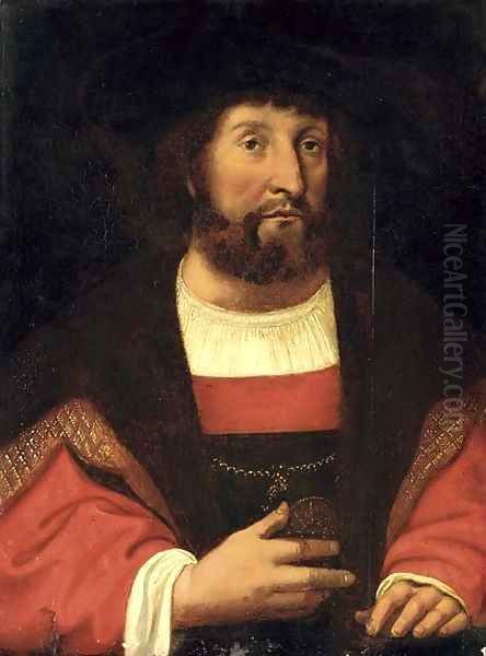 Portrait of Christian II (1481-1559) Oil Painting by Michel Sittow