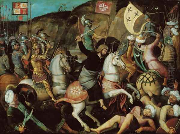 Saint James the Great at the Battle of Clavijo Oil Painting by Michel Sittow