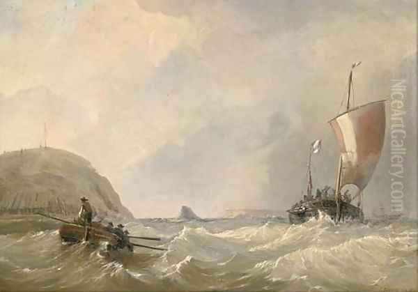 Blustery conditions off the French coast Oil Painting by C.E. Strong