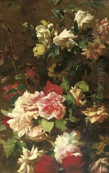 Colourful roses Oil Painting by George Sturm