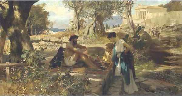 A travelling merchant in ancient Greece Oil Painting by Henrik Ippolipovich Semiradskii