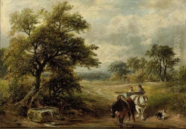 Crossing The Brook Oil Painting by George Turner