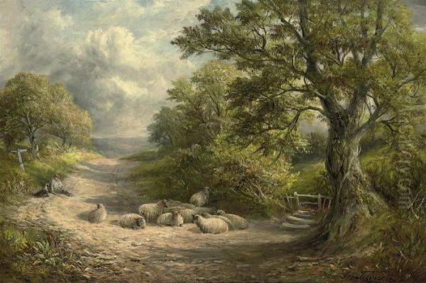 A Lane At Diseworth, Leicestershire Oil Painting by George Turner