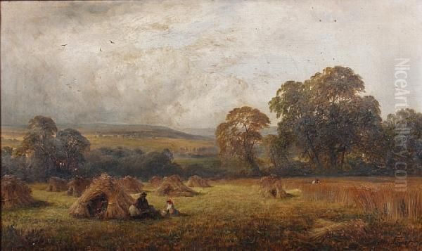 Harvesting Near Barrow-on-trent Oil Painting by George Turner