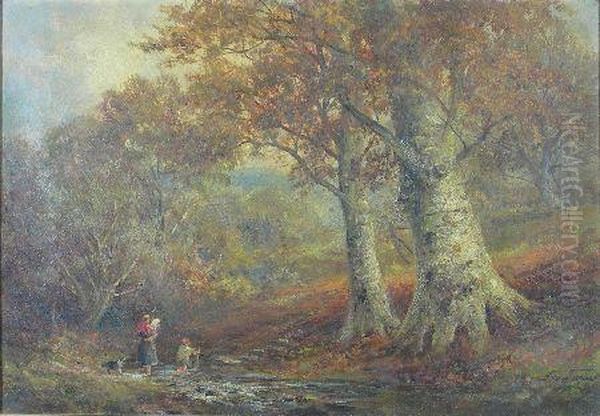 Stepping Stones Near Donnington Oil Painting by George Turner