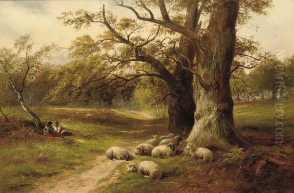 A Distracted Shepherd Oil Painting by George Turner