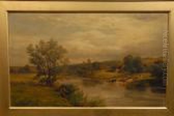 Crossing The River Trent At Ingleby Oil Painting by George Turner