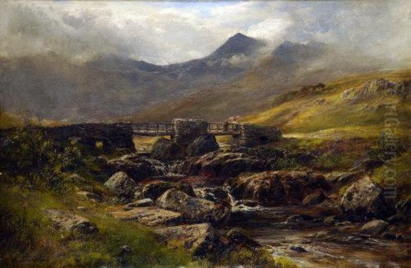 Ponty Garth, Snowdon In The Distance Oil Painting by George Turner