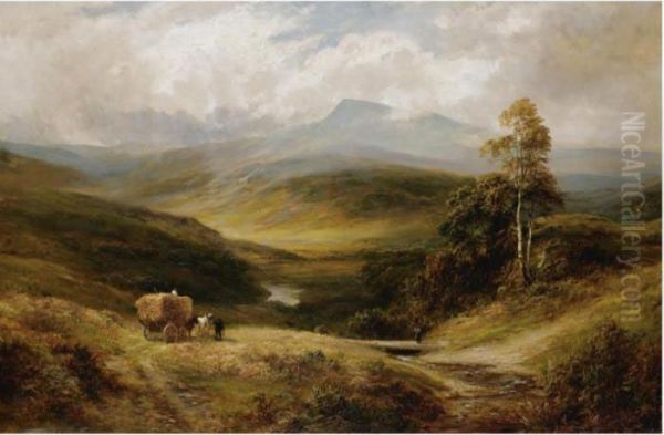 The Lledr Valley, North Wales; Herding The Sheep Oil Painting by George Turner