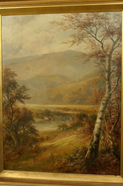 The Valley Of The Derwent, Near The Home Of Florence Nightingale Oil Painting by George Turner