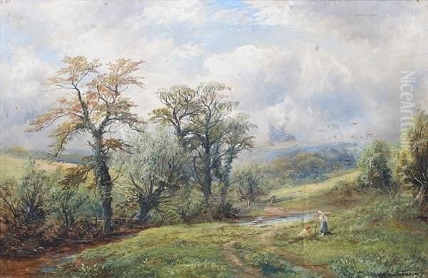 'windley Brook, Derbyshire' 
'geo. Turner', Similarly , Dated 1899, Inscribed With Title And Artist's
 Address Verso Oil Painting by George Turner