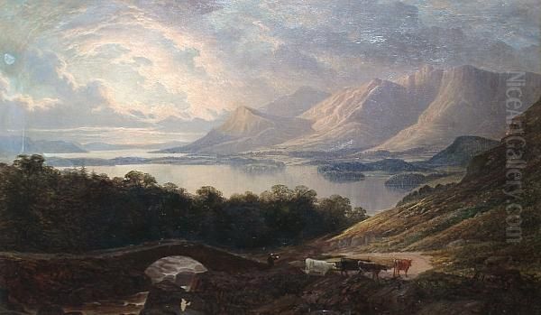 A Scene In The Peak Oil Painting by George Turner