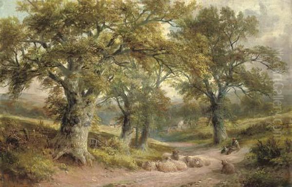 A Lane Near Windley, Derbyshire Oil Painting by George Turner