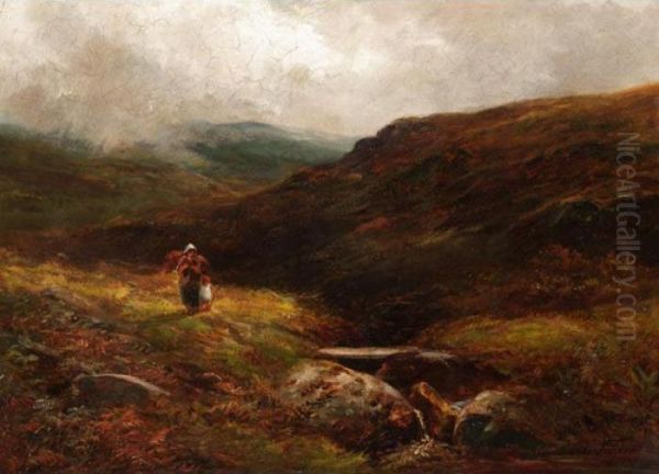 Padley Brook, The Peak Of Derbyshire Oil Painting by George Turner