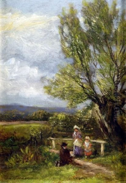 In The Meadows, Near Barrow On Trent Oil Painting by George Turner