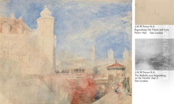 The Thurn And Taxis Palace With The Obermunster In The Distance,regensburg, Germany Oil Painting by Joseph Mallord William Turner