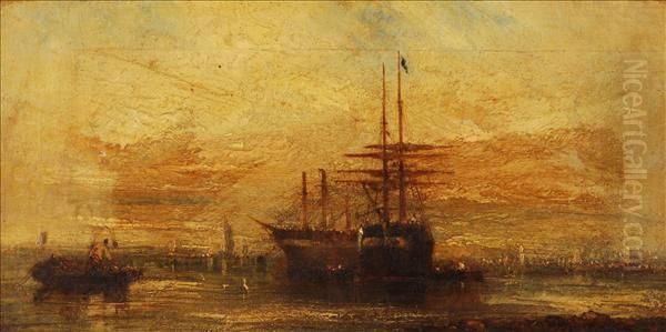 William Turner Ships Atanchor Oil Painting by Joseph Mallord William Turner