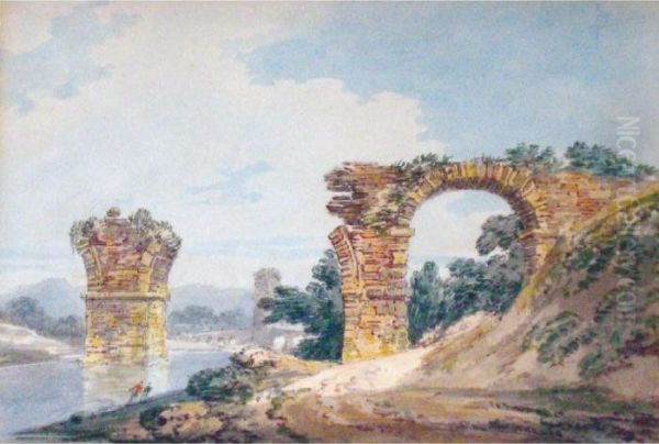 The Two Bridges Of The Narni Oil Painting by Joseph Mallord William Turner