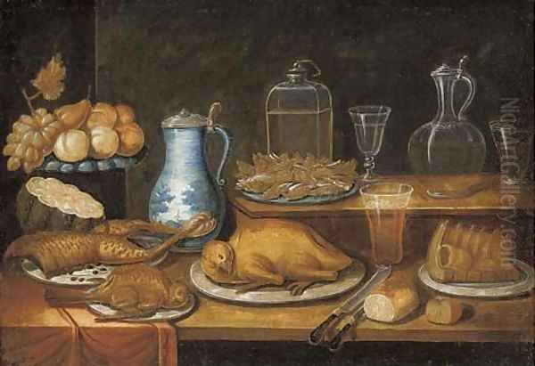 Cooked game birds Oil Painting by School Of Strasbourg