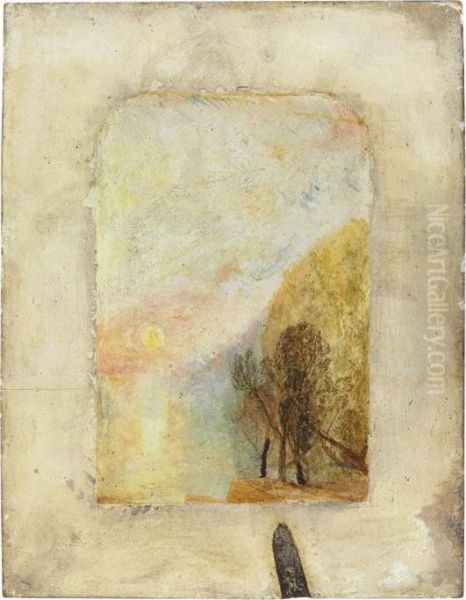 A Mountain Lake At Sunset, A Sketch Oil Painting by Joseph Mallord William Turner