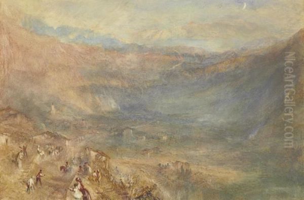 The Brunig Pass From Meringen, Switzerland Oil Painting by Joseph Mallord William Turner