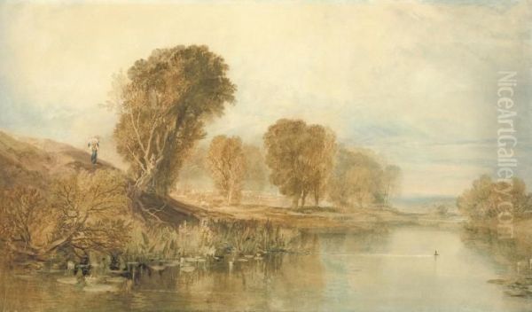 View On The River Brent, North London Oil Painting by Joseph Mallord William Turner